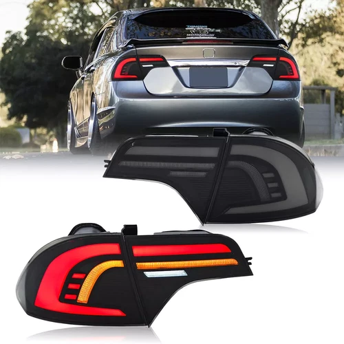 Red Tube LED Brake Tail Lights Sequential Turn Signal For 06-11 Civic Sedan 4-DR - Picture 20 of 22