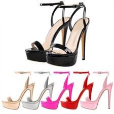Women's Platform High Heel Sandals Ankle Strap Open Toe Stiletto Party Shoes