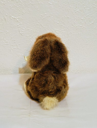 Vintage 1986 Dakin sitzender brauner Hase Kaninchen Plüschtier Stofftier gelbe Schleife - Bild 5 von 9