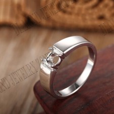 Men  s Band Round Cut 5-6mm Semi Mount Ring Sterling Silver 925 Prong Setting