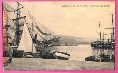 af8099 - ITALY - VINTAGE POSTCARD - Saluti da Savona -  1925 - Ship NAVI