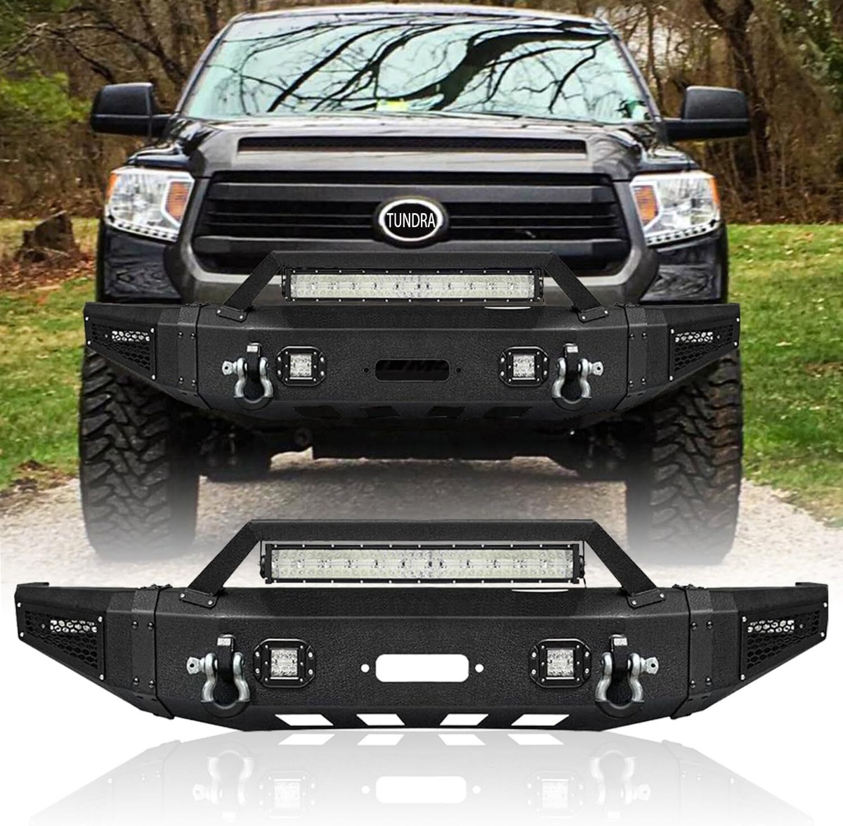 Vijay Black Steel Front Bumper for 2014-2021 Toyota Tundra W/Winch