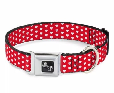 Buckle Down Adjustable Mini Hearts Dog Collar Medium