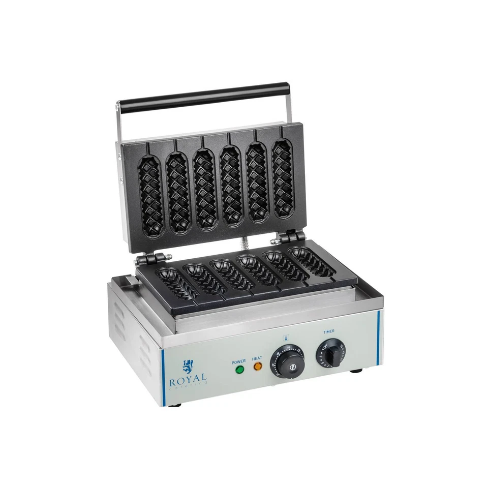 ROYAL CATERING Waffeleisen Edelstahl Profi Waffeln Am Stiel Waffelsticks Corn Dogs 1500 Watt