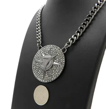 5Percenter 7Star Iced Black Large Pendant & 9mm 20" Cuban Chain Hip Hop Necklace