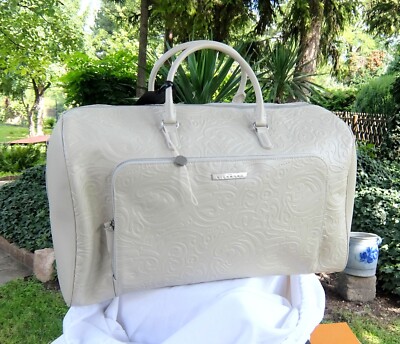 JOHN RICHMOND BAG weekender calfskin leather white cream 48cm boston gym calf