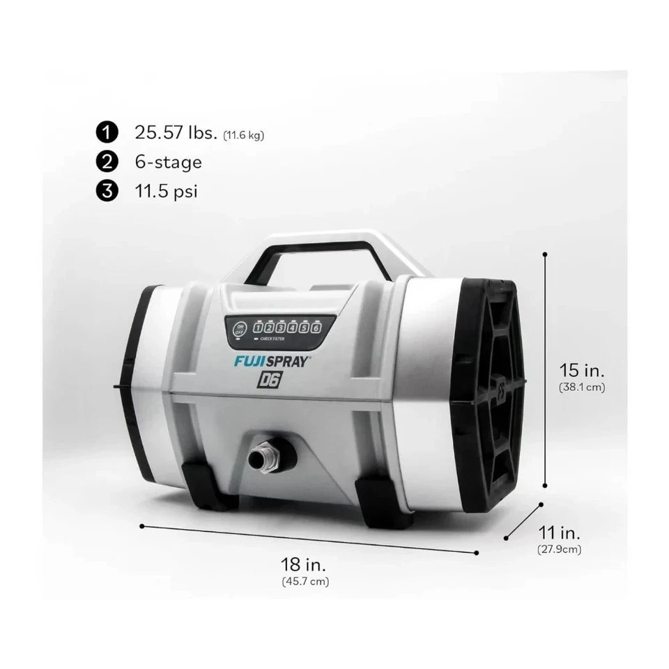 Pulverizador de turbina Fuji Spray D6 6 etapas HVLP con sistema de pulverización T70 HVLP, 6 etapas Foto 2 de 4