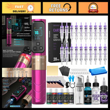 Wireless Tattoo Gun Kit - Adjustable Stroke Tattoo Machine, Complete Professiona