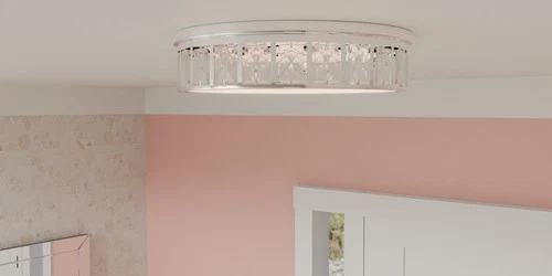 Quoizel GIB1615 Gibson 15"W LED Flush Mount Drum Crystal Ceiling - Chrome - Picture 4 of 5