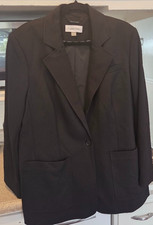 Calvin Klein Women Classic Black Button Front Long Sleeve Blazer Jacket Size 16W