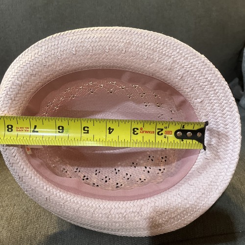 J.Crew Crew It’s pink straw Fedora beach hat S/M - Picture 7 of 8