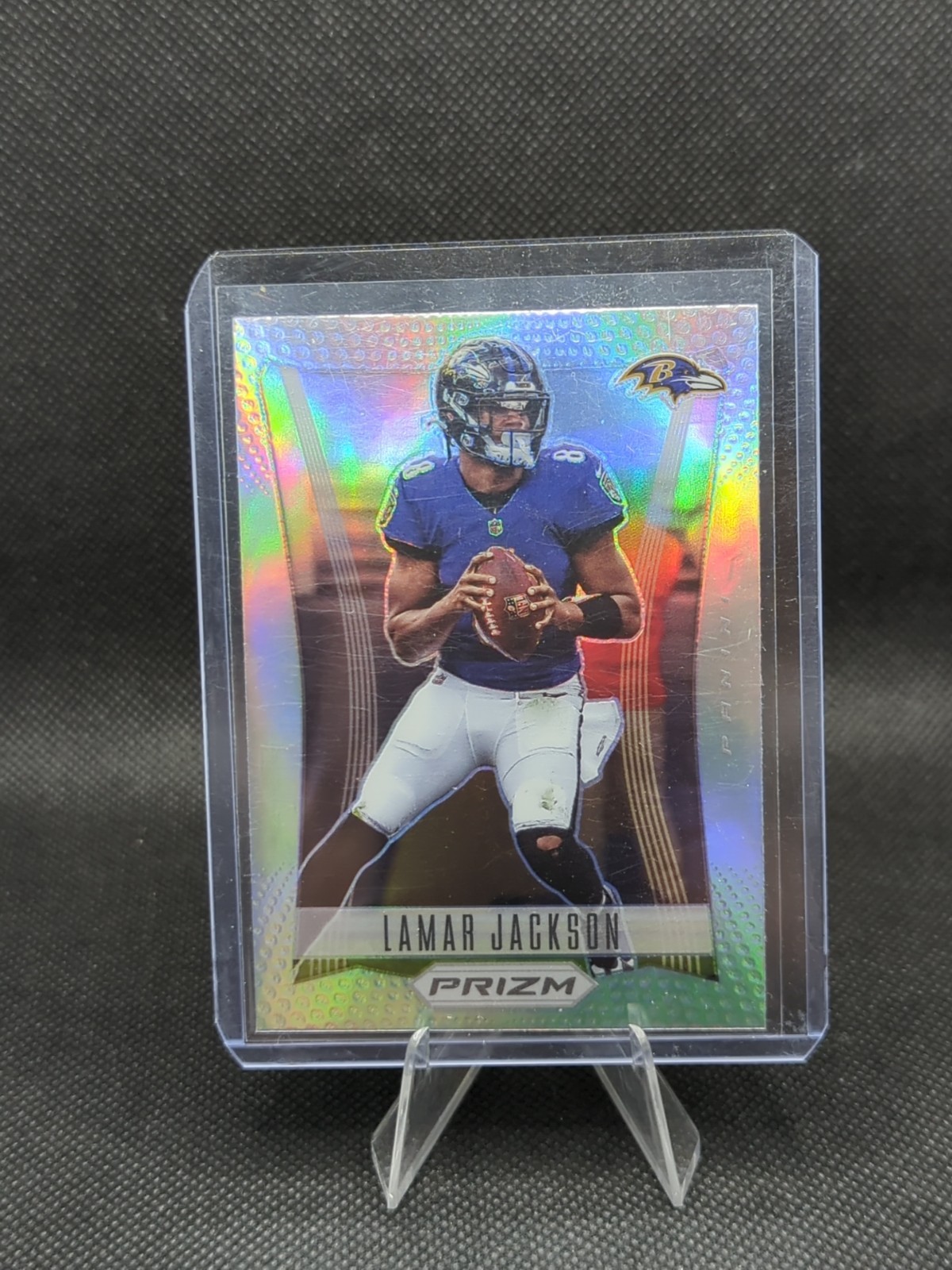 2022 Panini Prizm Lamar Jackson Prizm Flashback Silver SP Insert #PF-5 Ravens