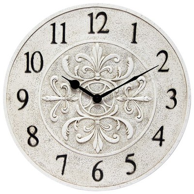 Blanc Fleur 15 Inch Decorative Outdoor Wall Clock For Garage Patio Backyard Outd