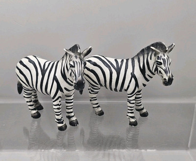 Vintage Schleich x2 Zebra 1997 Safari Tierfiguren