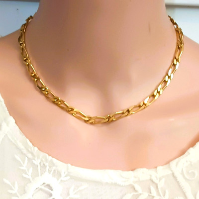 Monet Vintage Link Chain Necklace 16'' Women's Gold Tone Collar Choker Jewelry