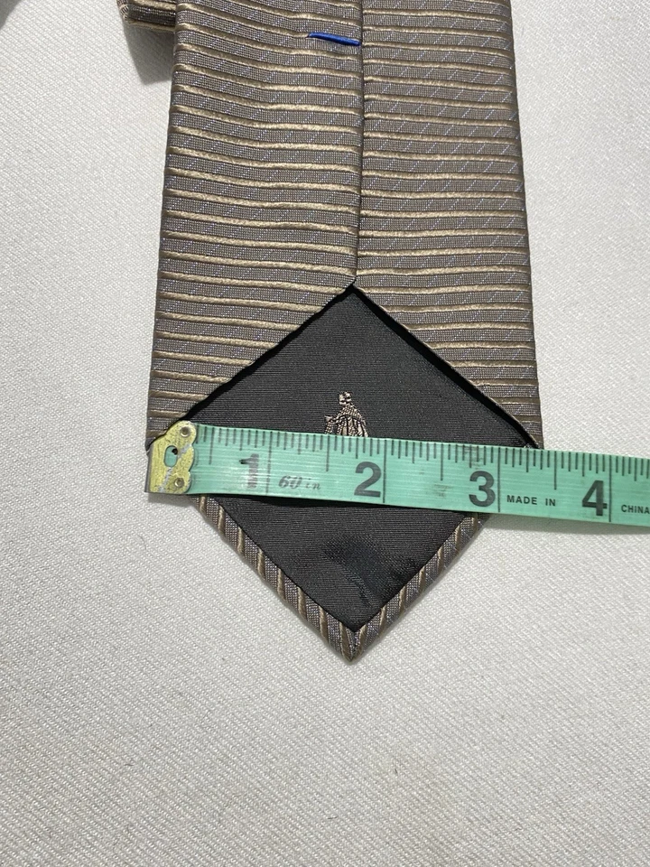 LANVIN CORBATA HOMBRE SEDA GEOMÉTRICA MARRÓN HECHA EN FRANCIA EX CON Foto 4 de 4