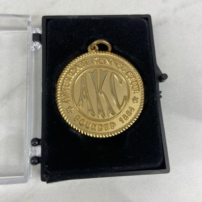 AKC Breeder Owner Champion Medallion Tag American Kennel Club Golden Tone