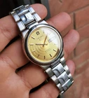 Seiko Vintage Ultra Rare Retro Golden Sunburst Sprial Textured Dial JDM Auto OEM