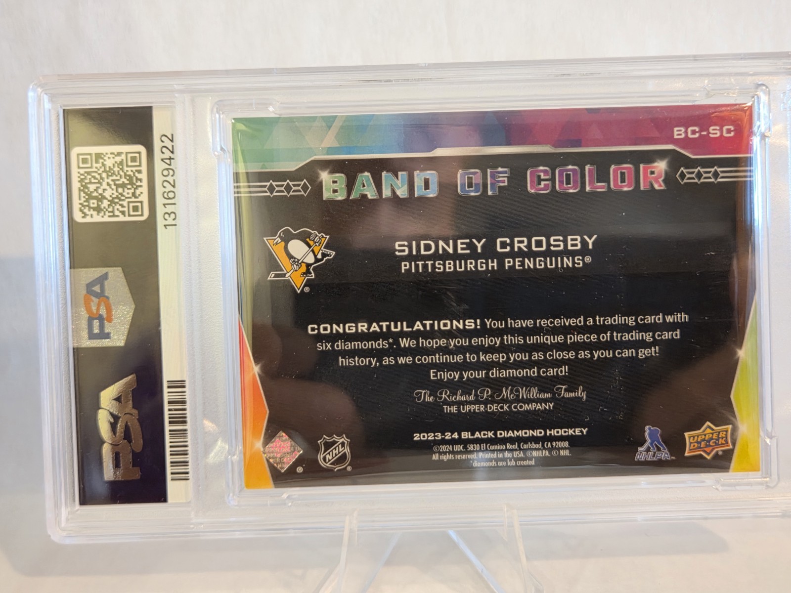 2023 Black Diamond Sidney Crosby #BC-SC Band Of Color Relic PSA6  6 Diamonds view 10