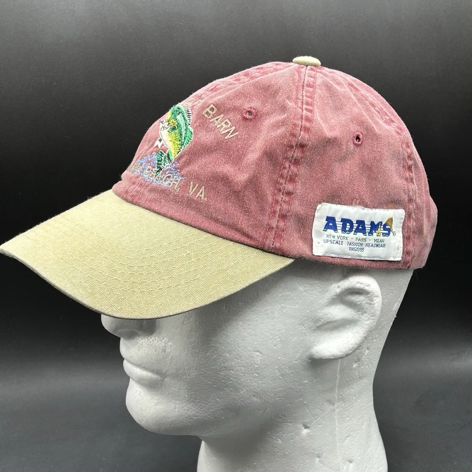Sombrero de playa The Bait Barn Virginia descolorido granate y bronceado Adams con tirantes adulto usado Foto 3 de 4