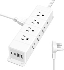 40W Fast Charging under Desk Power Strip,12 Outlet Mountable Power Strip with 4