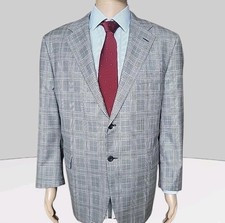 Hickey Freeman Blazer Mens 48 Gray Glen Check Plaid Lightweight Sport Jacket USA