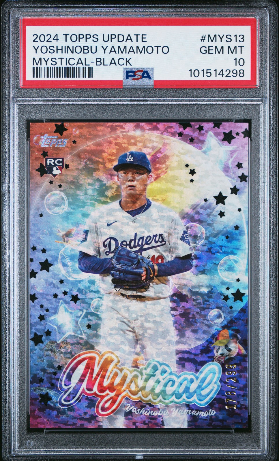 2024 TOPPS UPDATE MYSTICAL BLACK #MYS13 YOSHINOBU YAMAMOTO 178/299 PSA 10