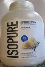 Isopure Zero Carb 100% Whey Protein Isolate - 4.5lb, Creamy Vanilla 66 Servings 