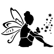 Really Great Stencils, Fairy Sitting Stars Stencil, 6x6", Wings, Swirling, Girl