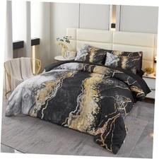 6 PCS Bed in a Bag Watercolor Marble Printed Comforter Set full 6Pcs Black