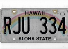 HAWAII passenger license plate "RJU 334" ***OAHU***