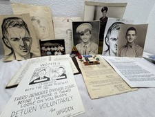 WW2- 3rd Armored Div Medal Named Group Dog tag, War Diary Shot By Tiger Tank MG