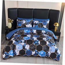 7Pcs Blue Marble King Comforter Sets Floral Bedding King 7Pcs Blue Floral