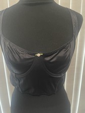 SKIMS Satin Underwire Corset Bra Black Women  s Size Large Stretch