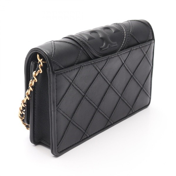 Tory Burch Embossed Leather Shoulder Bag Black Women Used Authentic thumbnail 2