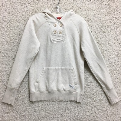 PUMA Hoodie Medium Adult Beige Pullover Sweatshirt Pockets Athletic Womens M