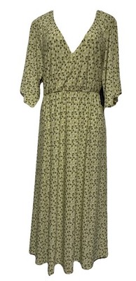ellos maxi dress Plus Size Women's Stretch Knit Fit And Flare Elbow-Length Sleeve Tie-Back Maxi Dress by ellos in Black Abstract Tulip (Size 10/12)
