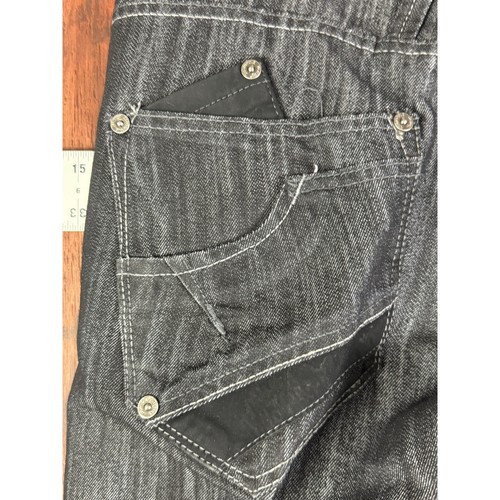 Southpole Premium Hip Hop ample jambe droite année 2000 denim jean pantalon noir 38 excellent état - Photo 12/12