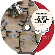 Holiday Wonderland Blue 500-Bulb LED Light Set with Dark Green Wire Holiday