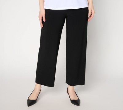 Susan Graver Essentials Regular LK Luxe Straight-Leg Crop Pants Black XL New