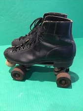 Vintage Chicago Hyde Roller Skates Black Leather Chicago Imperial Wheels C.R.S.