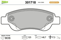 Bremsbelagsatz Scheibenbremse Essential Valeo 301718 FüR Toyota Peugeot Aygo 107