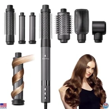 6-in-1 Air Wrap Hair Styler Brush Set - Dryer, Curler, Straightener, Travel Grey