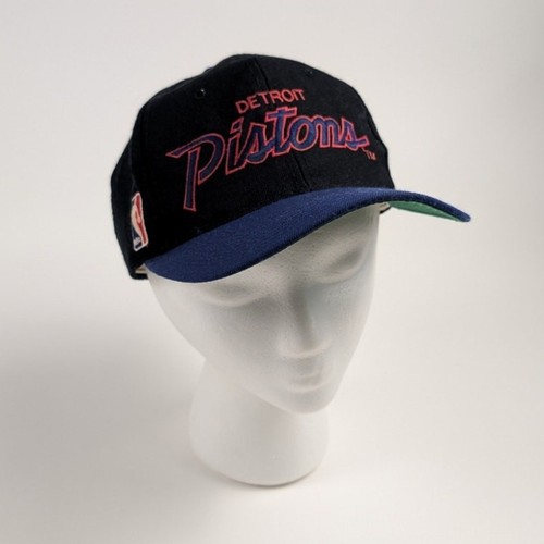 Vintage 90s Detroit Pistons NBA Sports Specialties Script Wool Hat Snapback - Picture 2 of 8