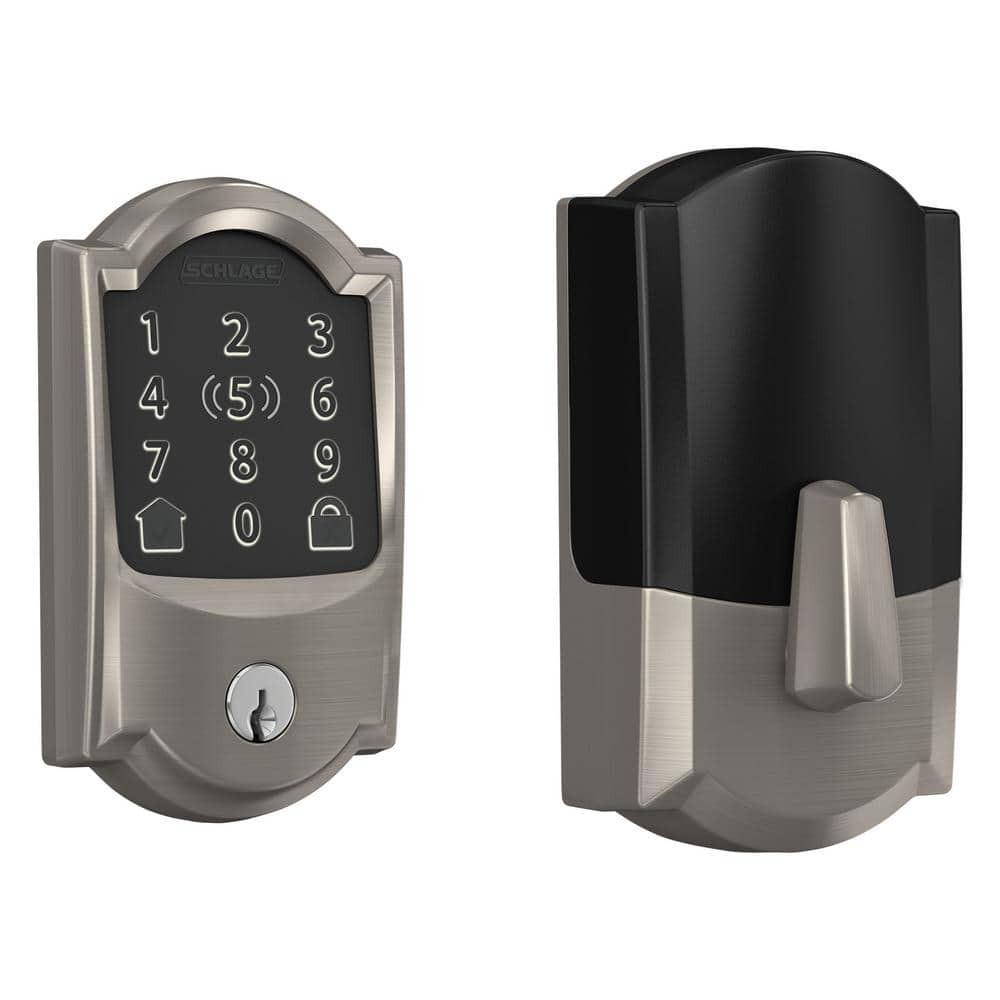 Satin Nickel Smart WiFi Deadbolt with Alarm – Camelot Encode Plus