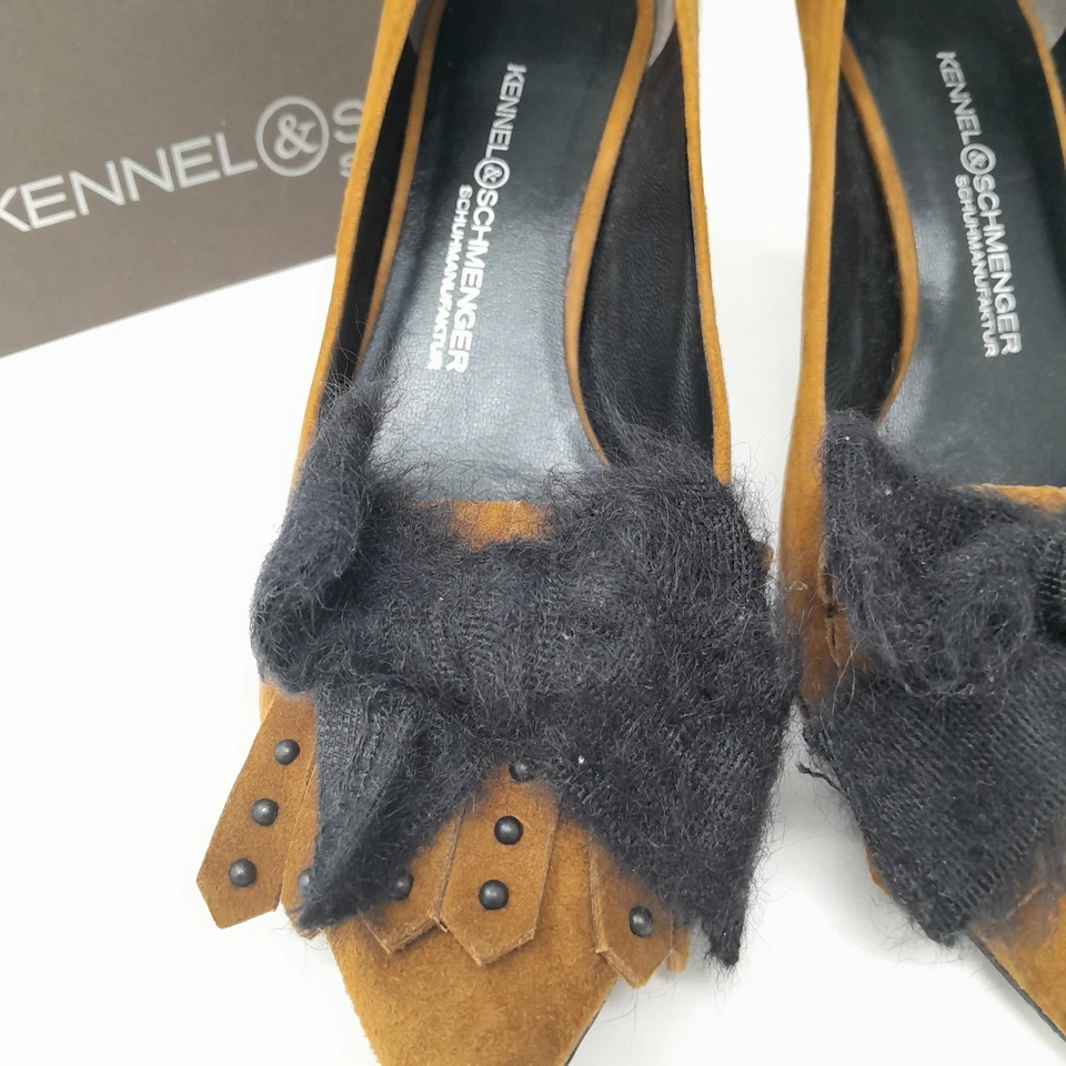 Zapato de tacón alto Kennel Schmenger para mujer Reino Unido 4,5 lazo de gamuza tostado Foto 3 de 4