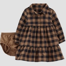  3584 3M Carter's Just One You Baby Girls' Plaid Dress - Brown/Black