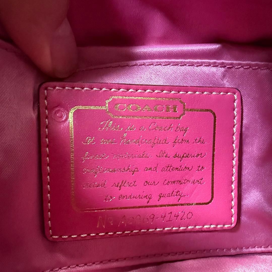 COACH Shoulder Bag Patchwork Beige Pink Leather H… - image 12