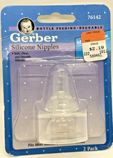 Gerber Bottle Silicone Nipples 2 pack Clear 1997 VTG Vintage