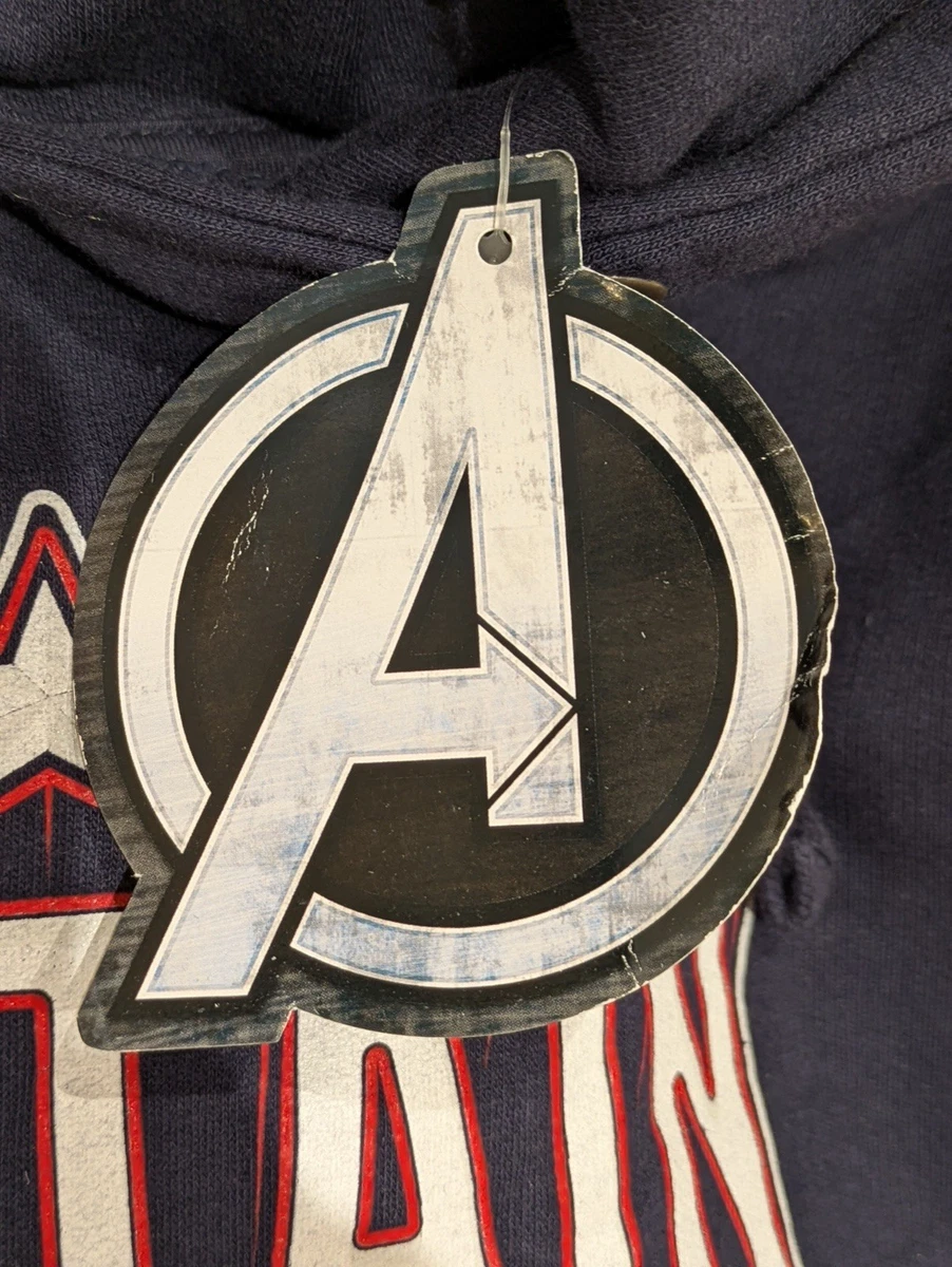 Marvel Avengers Capitán América Azul Marino Pullover Sudadera con Capucha Para Hombre Talla 26 Bolsillos
